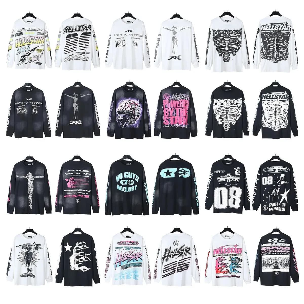 跨境 2024 Hellstar地狱之星TShirt秋装美潮高街宽松长袖T恤男女 (96)
